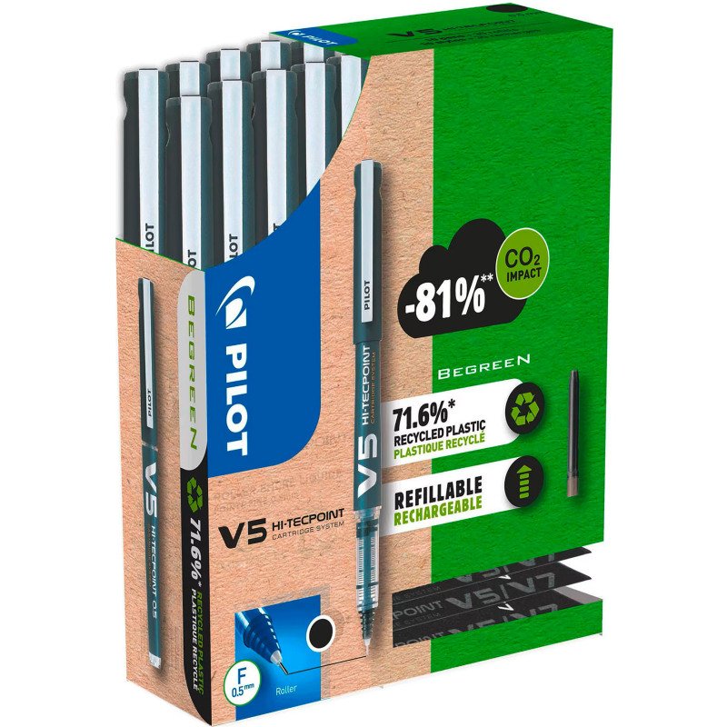 Pack de 10 stylos Hi-Tecpoint V5 Pilot + 30 recharges dont 15 offertes