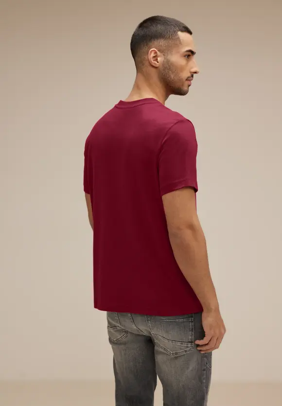 Basic T-Shirt in Unifarbe - wine red