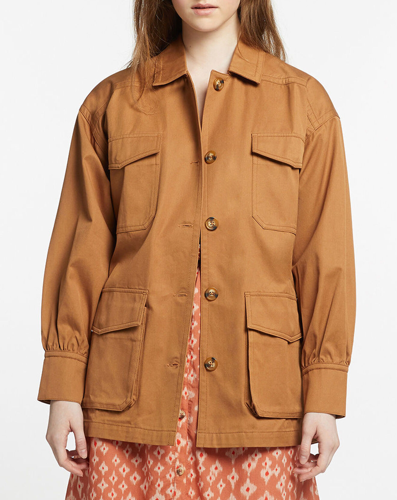 Galeries Lafayette Veste Saharienne en Coton épais camel