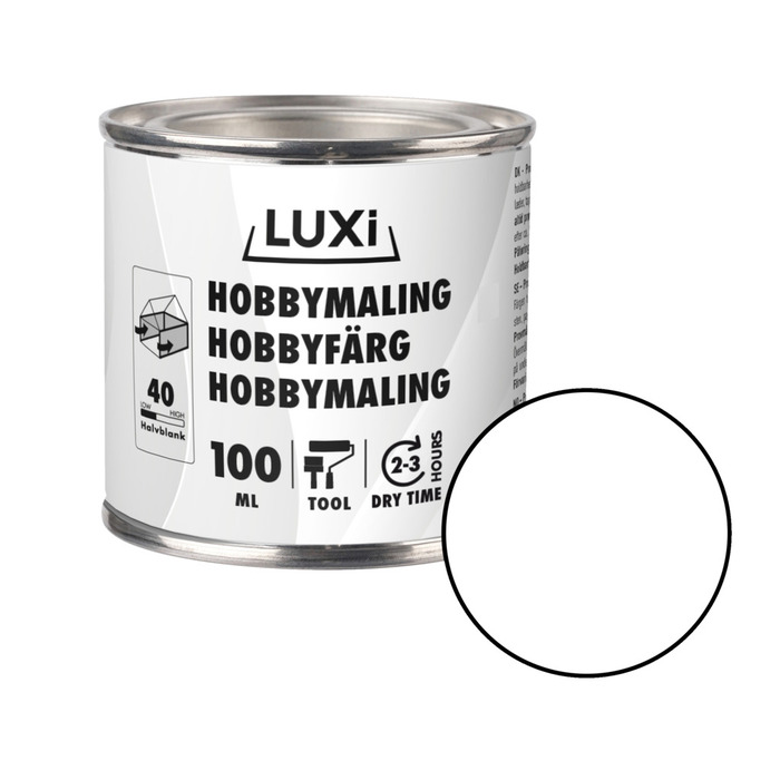 Hobbymaling hvid 100 ml - Luxi