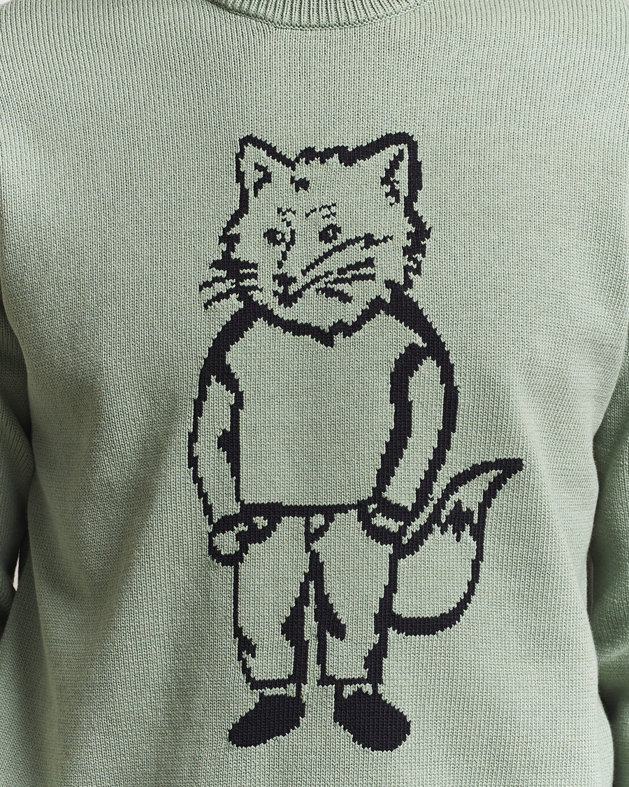 Maison Kitsuné Dressed Fox Knitted Sweater Vert De Gris