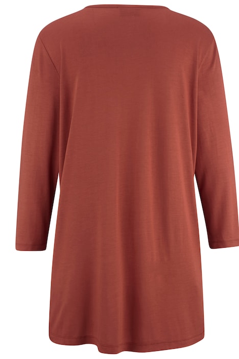 Longshirt, Ziernaht, V-Ausschnitt, 3/4-Ärmel