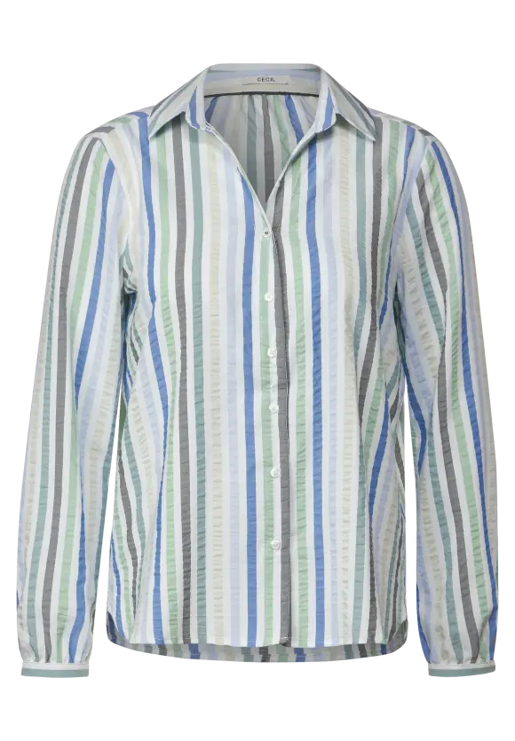 Seersucker Bluse - strong khaki