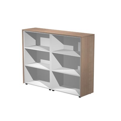 Armoire mi-haute double Flora - L162,8xP43xH119,8 cm - portes mélaminés - 4 étagères - merisier arabis