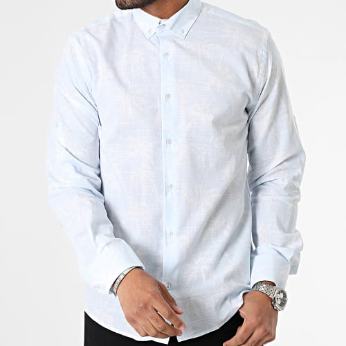 Chemise Manches Longues Floral Bleu Ciel