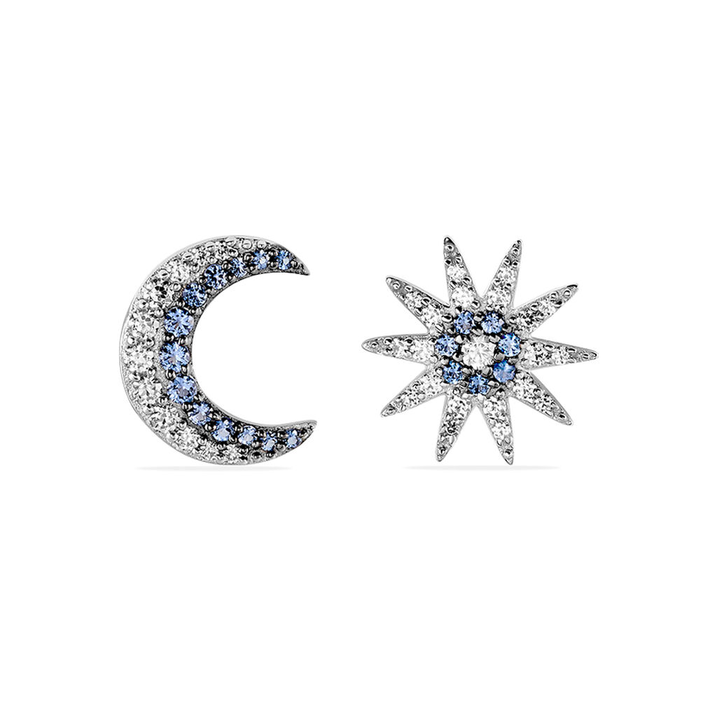 Boucles D'oreilles Dépareillées Bekhta Or Blanc Oxyde De Zirconium