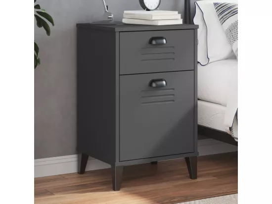 Table de chevet VIKEN gris anthracite bois de pin solide