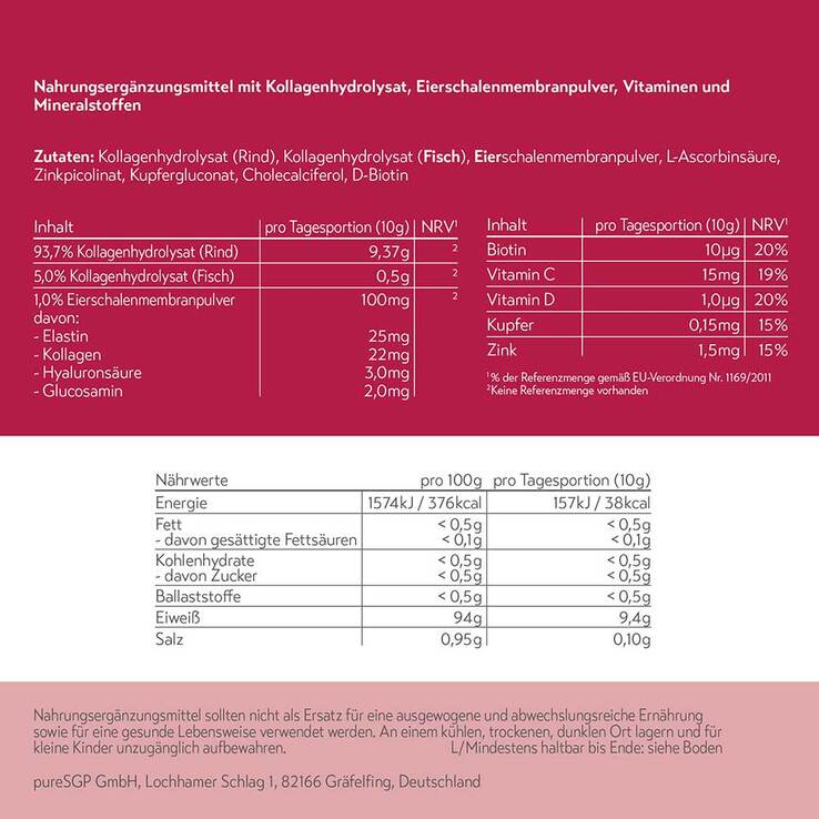 Puresgp Kollagen Peptide Multi Formula Pulver, 3x300 g