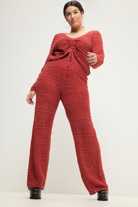 Ajour-Strickhose, Wide Legs, Elastikbund, blickdichte Shorts