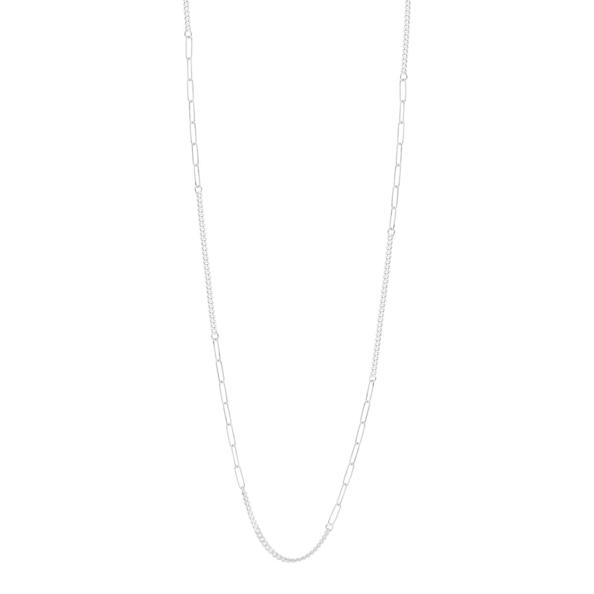 Sautoir argent 925, maille trombone et gourmette 80cm