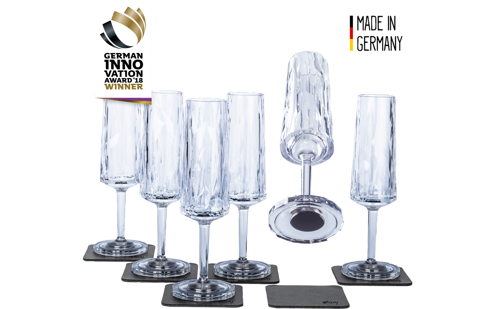 silwy® Sekt Magnet-Kunststoffgläser 6 Stück (150 ml)