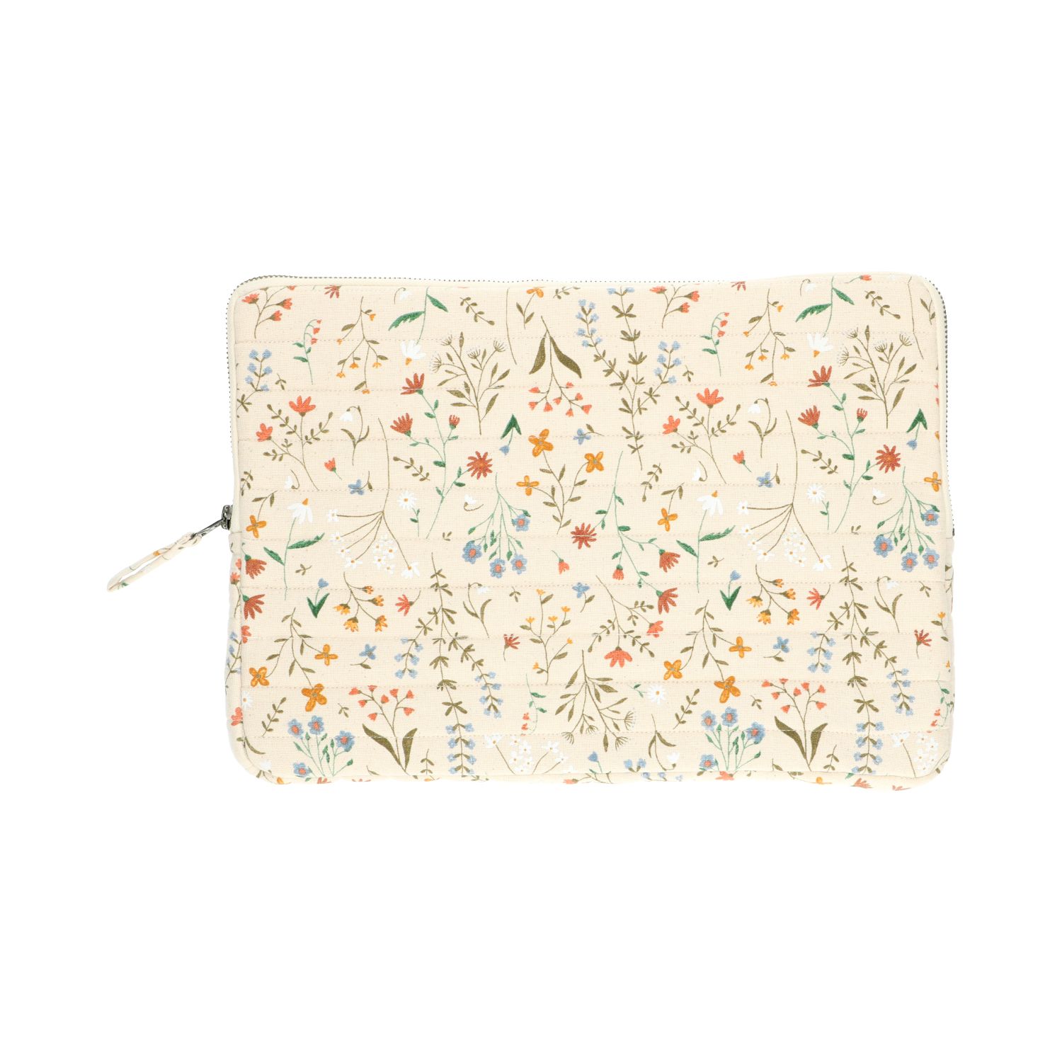Laptophoes, katoen, veldbloemen, 13 inch
