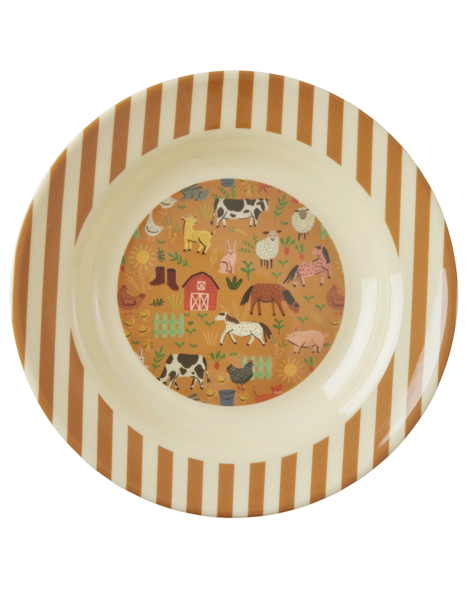 Melamin-Teller FARM PRINT tief in braun