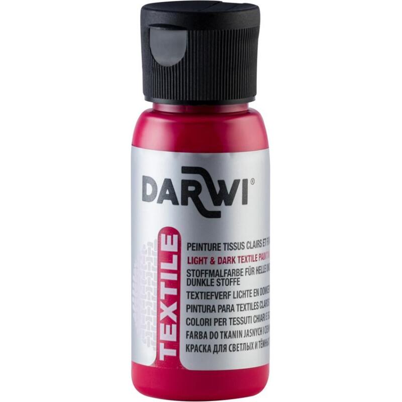 DARWI Flacon de 50 ml de Peinture Textile Opaque - Carmin
