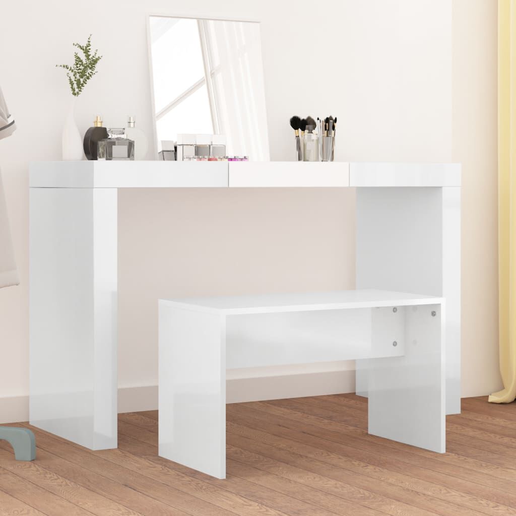 vidaXL Kaptafelkruk hoogglans wit 70x35x45 cm