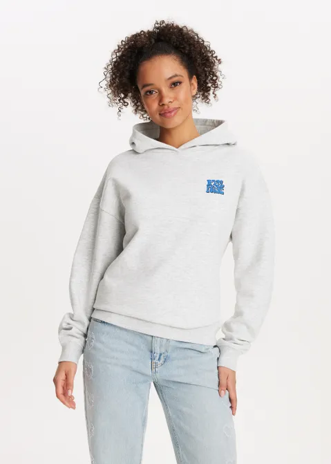 Hoodie met print feel good grijs (GRS.MEL)