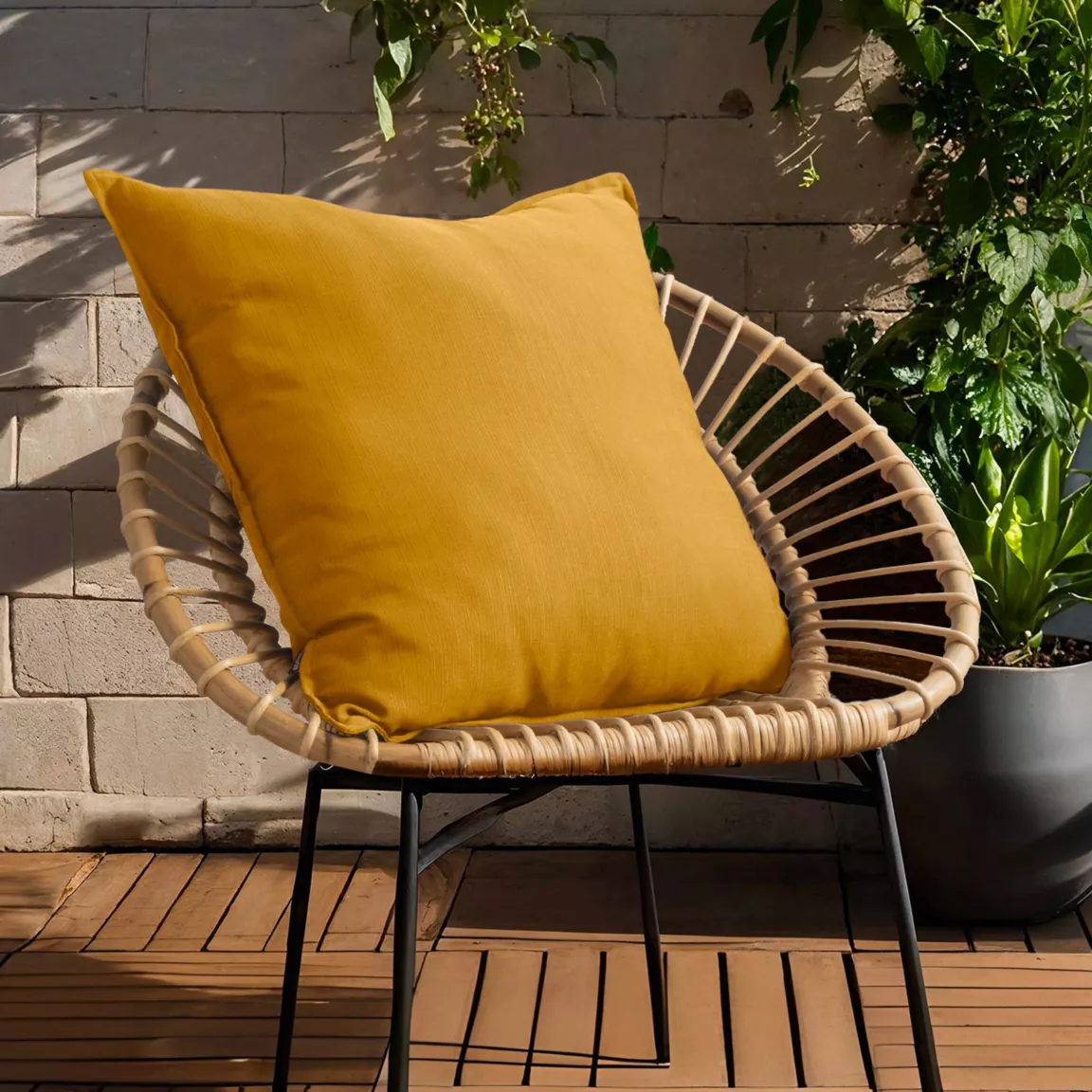 Coussin extérieur carré (60 x 60 cm) Sunset Jaune moutarde