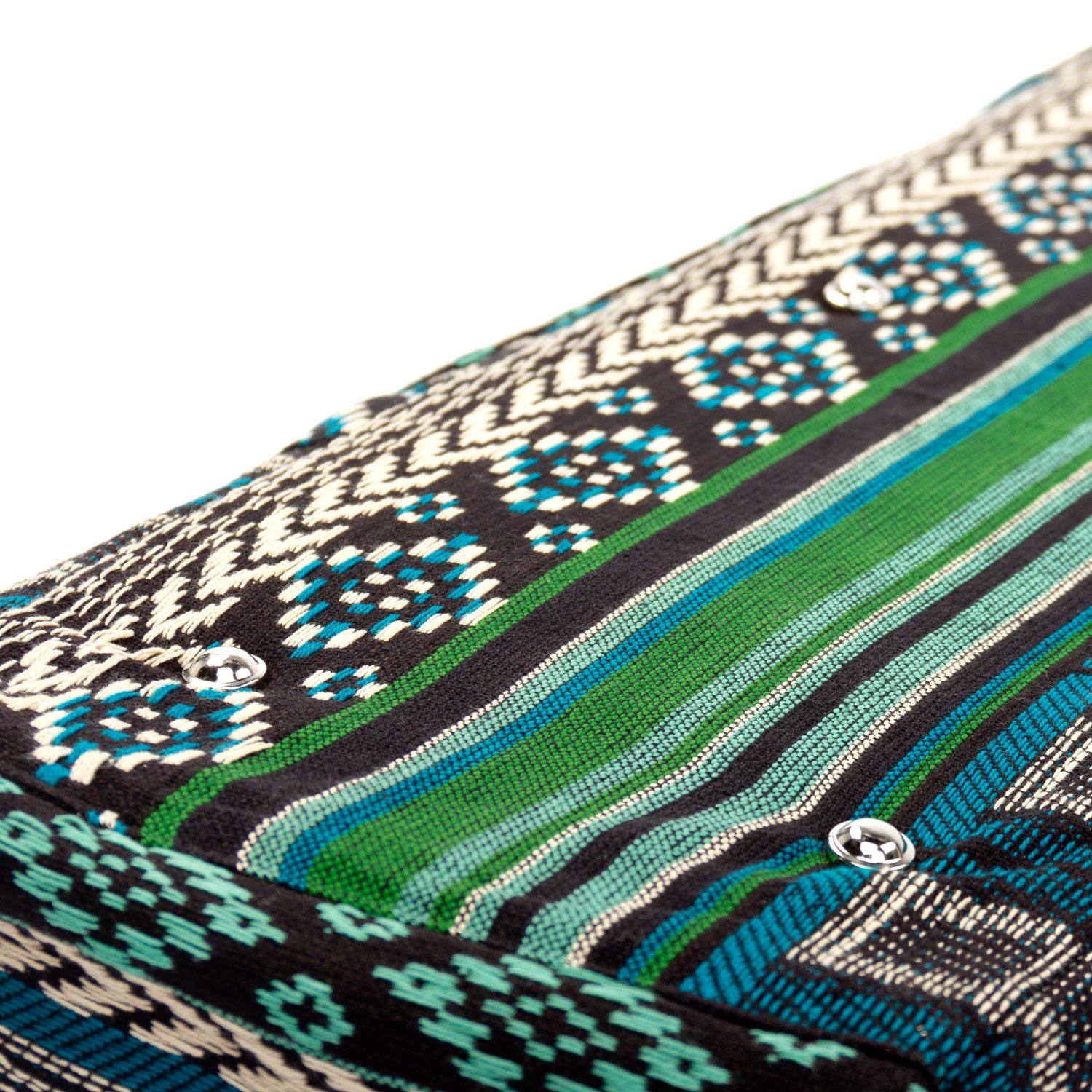 bodhi ETHNO Collection: Yoga Kit Bag Ikat-Webstoff, Jacquard-Webstoff, schwarz-weiß-grün gemustert