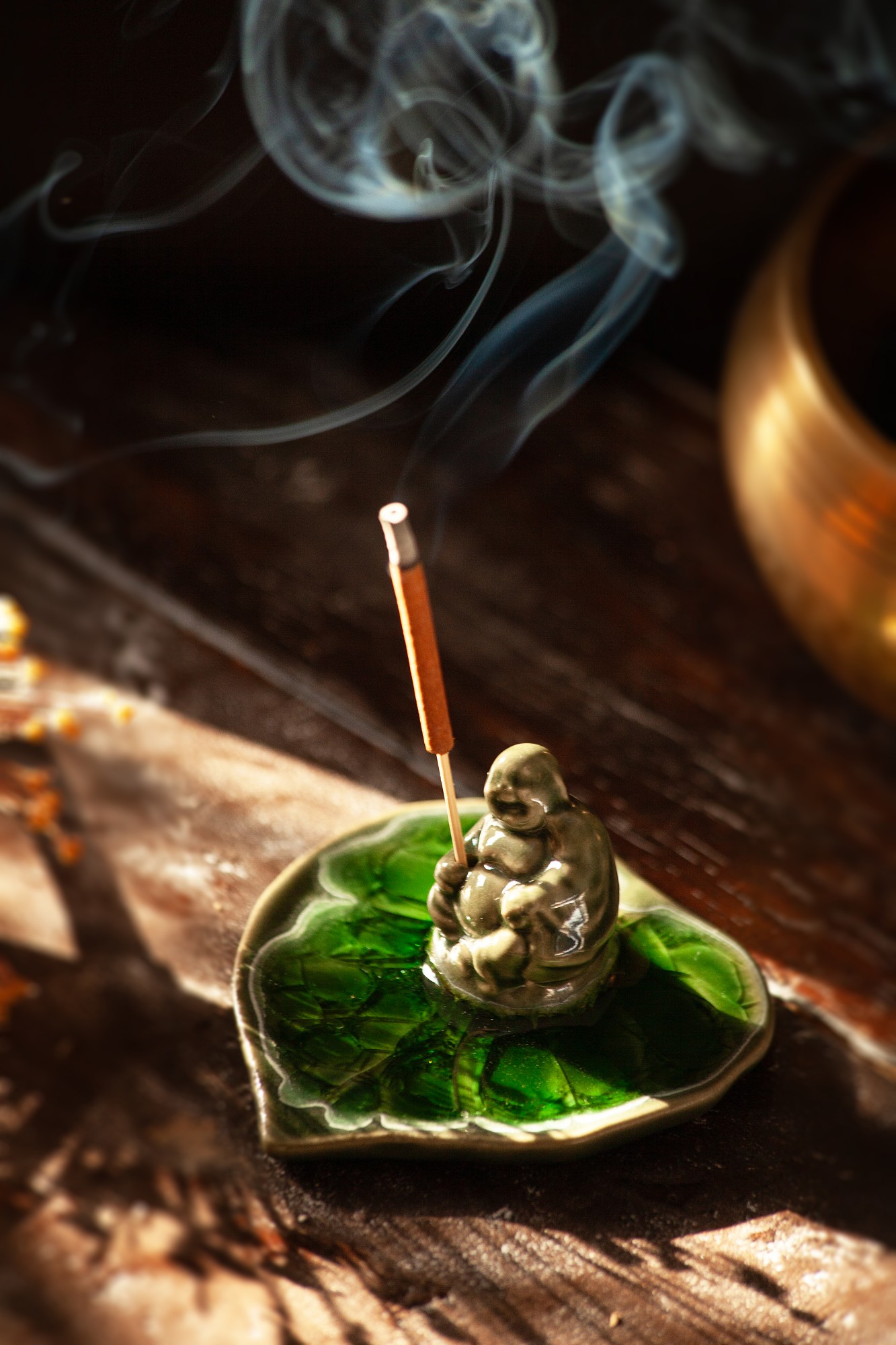 Räucherstäbchenhalter 'Buddha', grün, aus Keramik, B 9 cm, T 8 cm, H 4 cm günstig bestellen