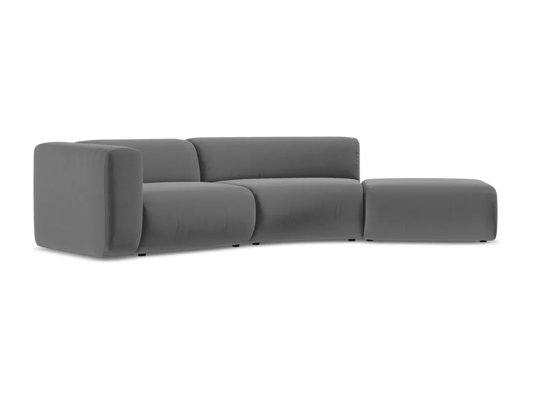 Canapé modulable 4 places droit en velours - gris - EKAHI
