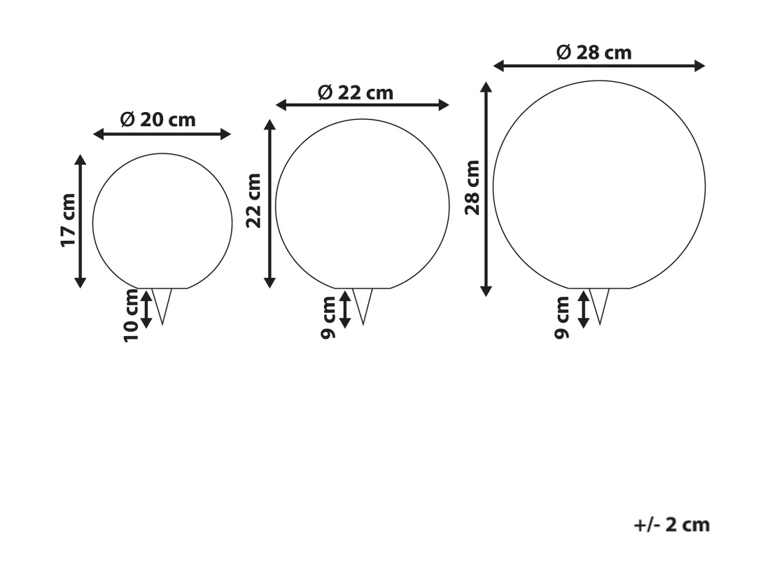 Lot de 3 lampes boules LED solaires pour l'extérieur LOBAINA Blanc