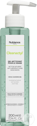 Nubiance Cleanactyl Gel Nettoyant Visage Anti-Imperfections Peaux Mixtes À Grasses 200ml