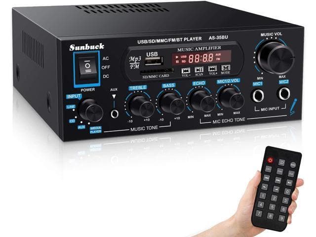 Bluetooth 5,0 stereoforstærkeren 60 + 60W RMS forstærker 2 mikrofonindgang digital audio karaoke