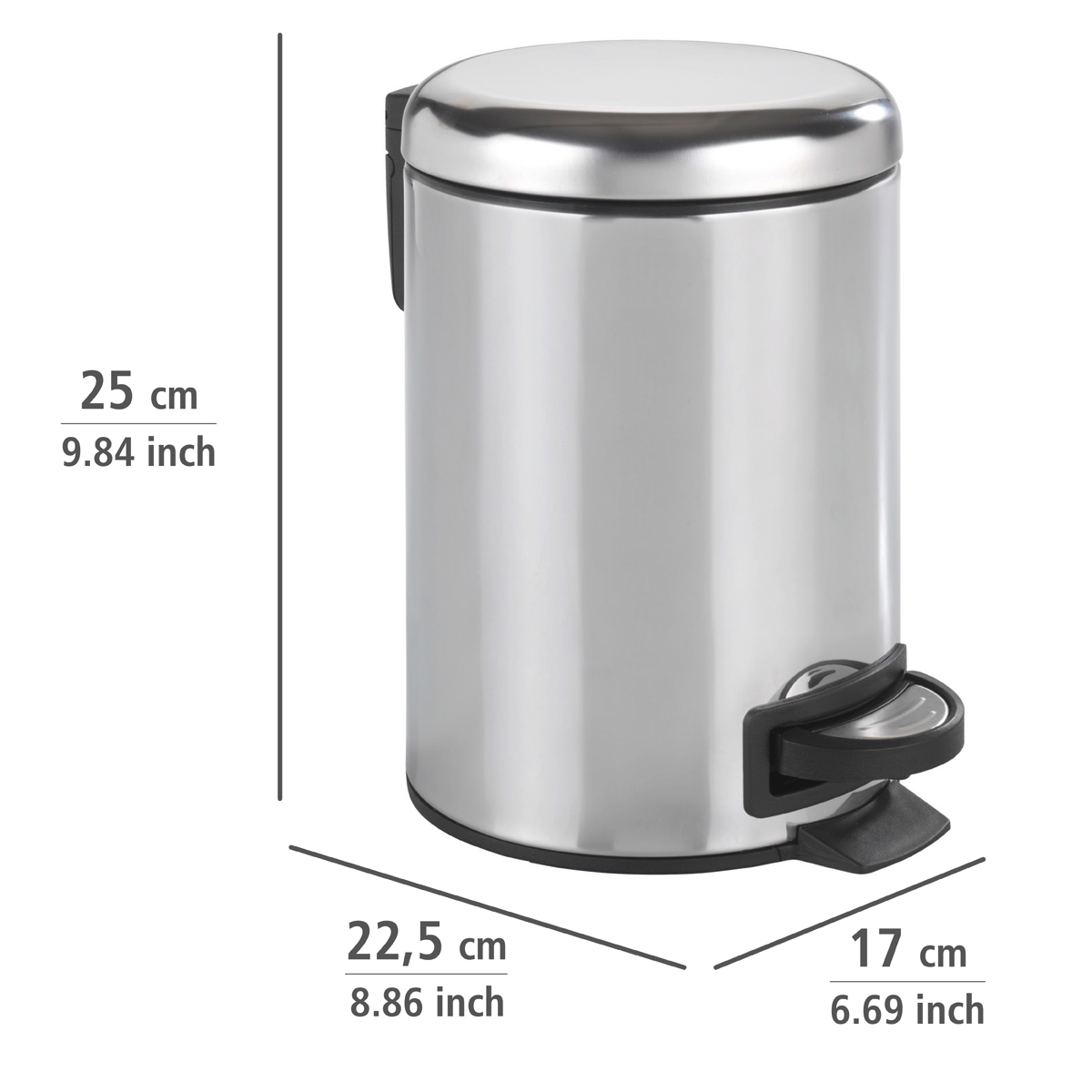 Wenko Leman afvalemmer 3 liter RVS glanzend