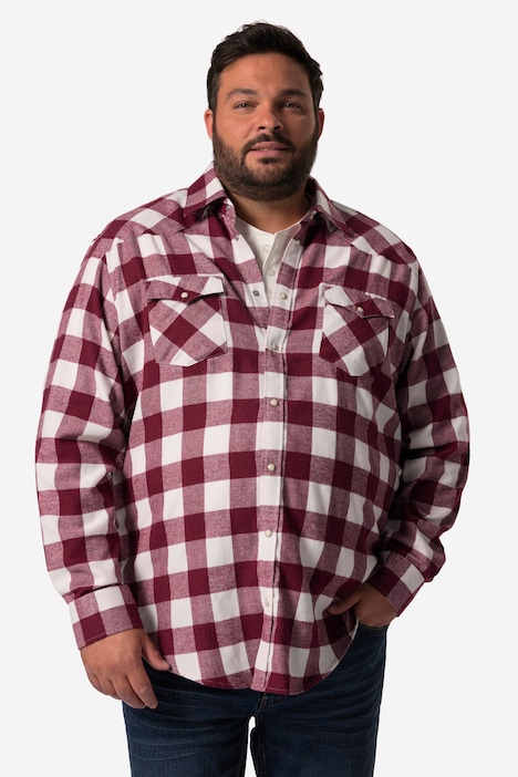 John F. Gee Karo-Flanellhemd, Langarm, Kentkragen, Modern Fit, bis 8 XL