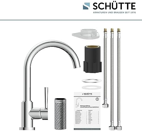 SCHÜTTE Cornwall 79161 Robinet de cuisine pivotant à 360 ° avec mitigeur monocommande Blanc : Bricolage