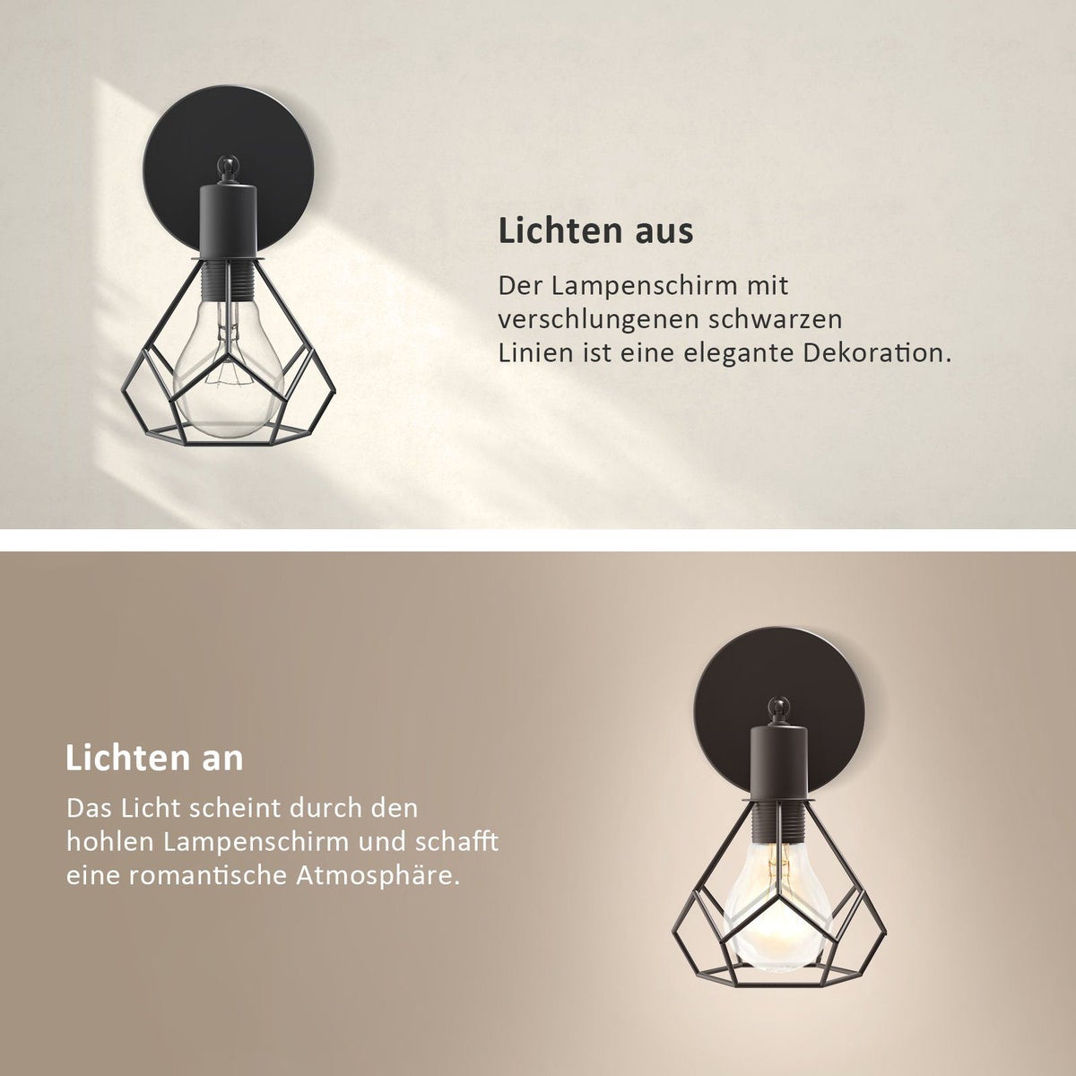 EMKE Retro Wandlamp - Industriële wandlamp met E14 fitting, perfect voor woonkamer en hal (lamp niet inbegrepen)
