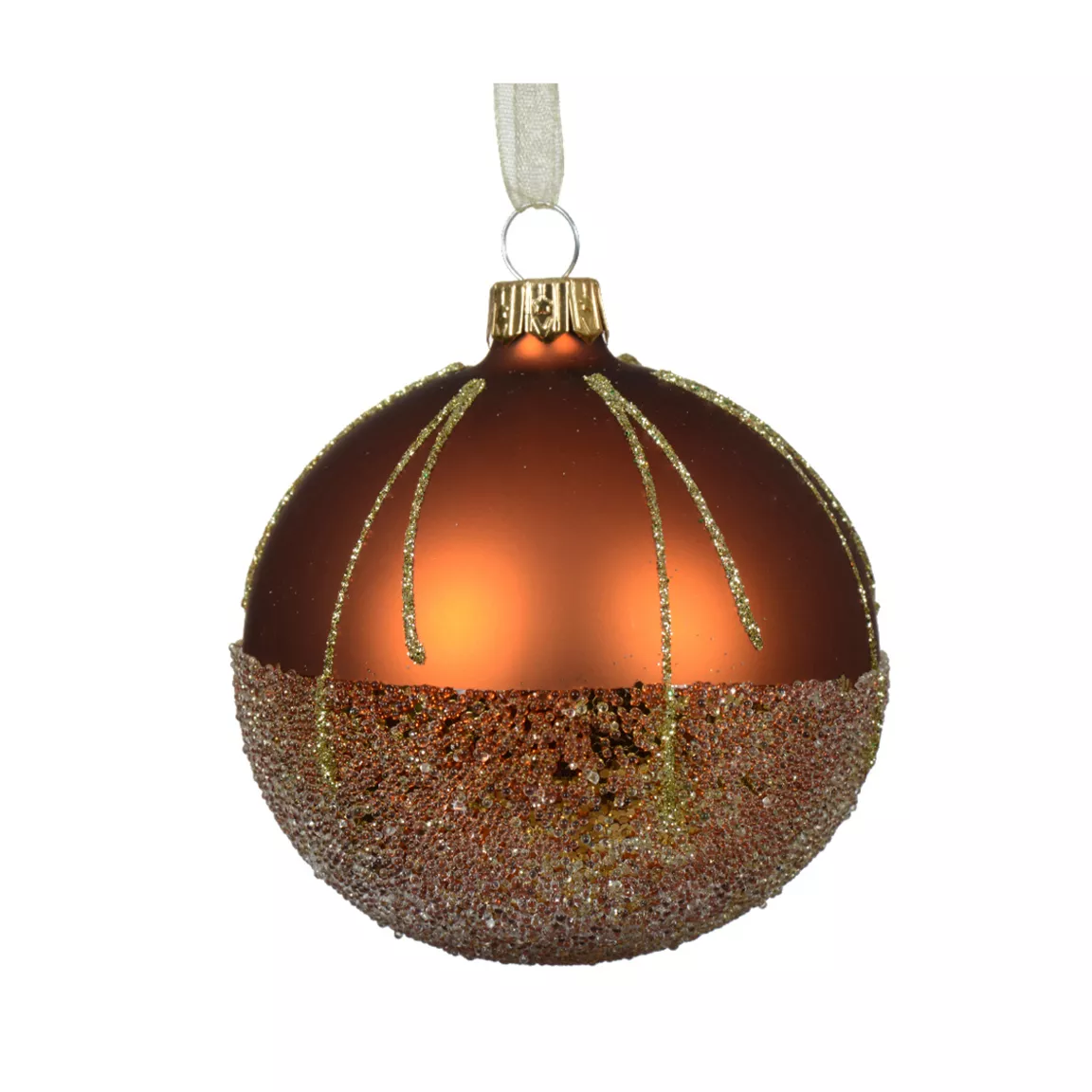 Lot de 6 boules de Noël en verre (D80 mm) Luxury ballotine Citrouille