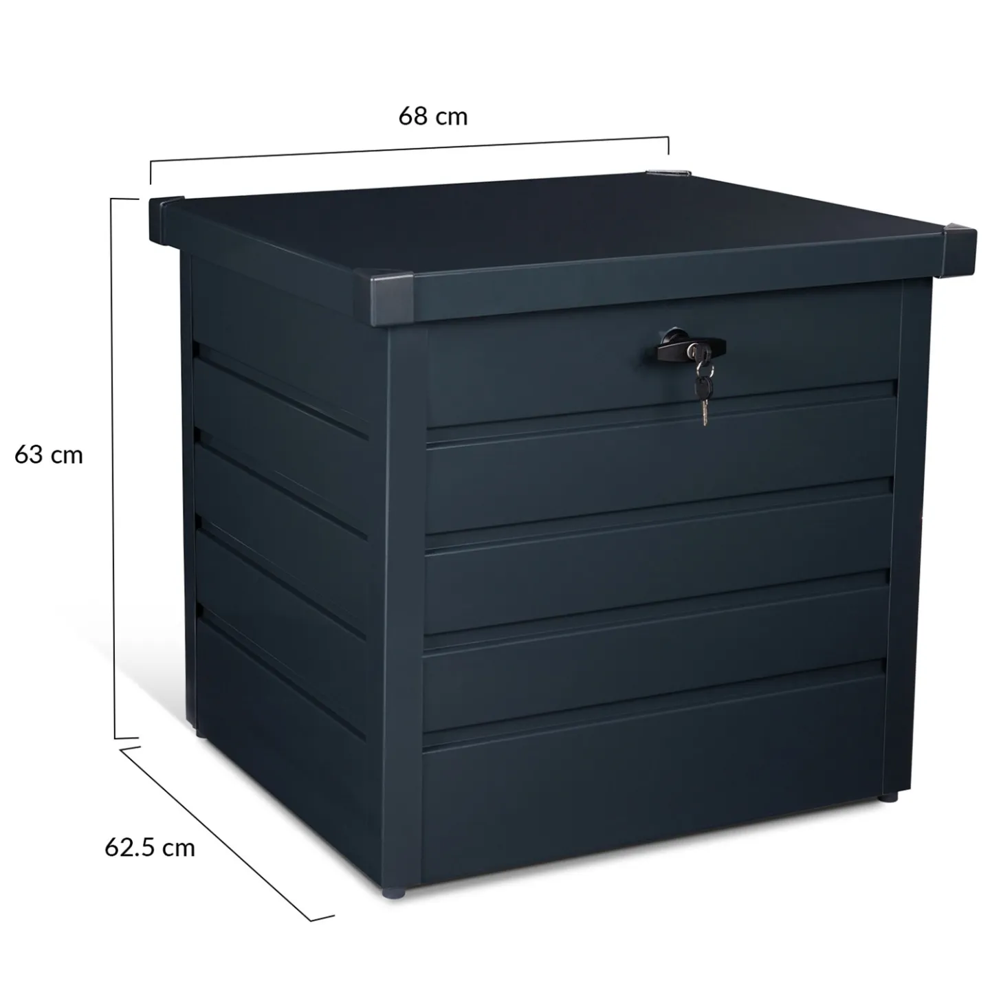 Coffre de rangement métal verrouillable gris anthracite pour jardin 200L 68x62,5x63 cm