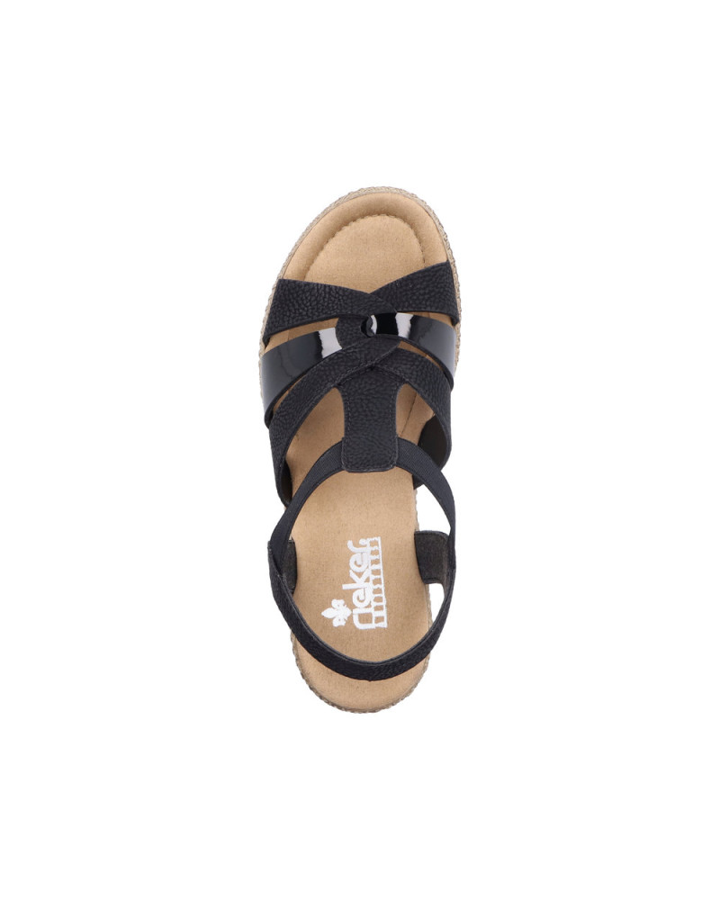 Rieker sandal på hæl - Sort