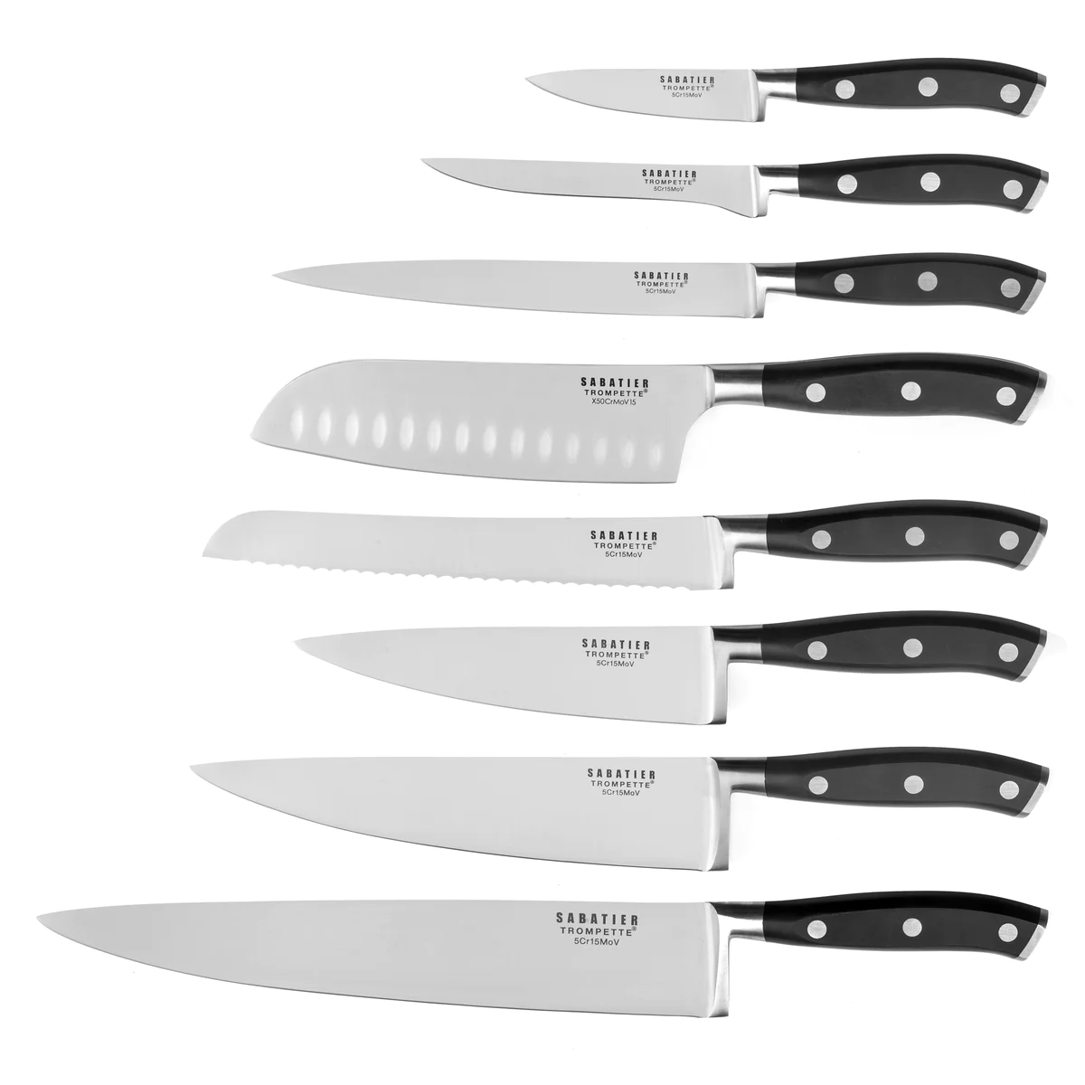 Vulcano - Set 8 couteaux de cuisine Sabatier Trompette