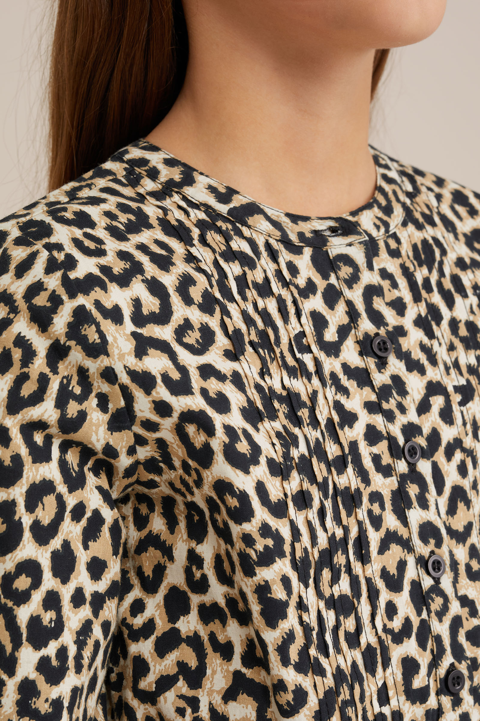 Meisjes jurk met dessin WE Fashion Beige