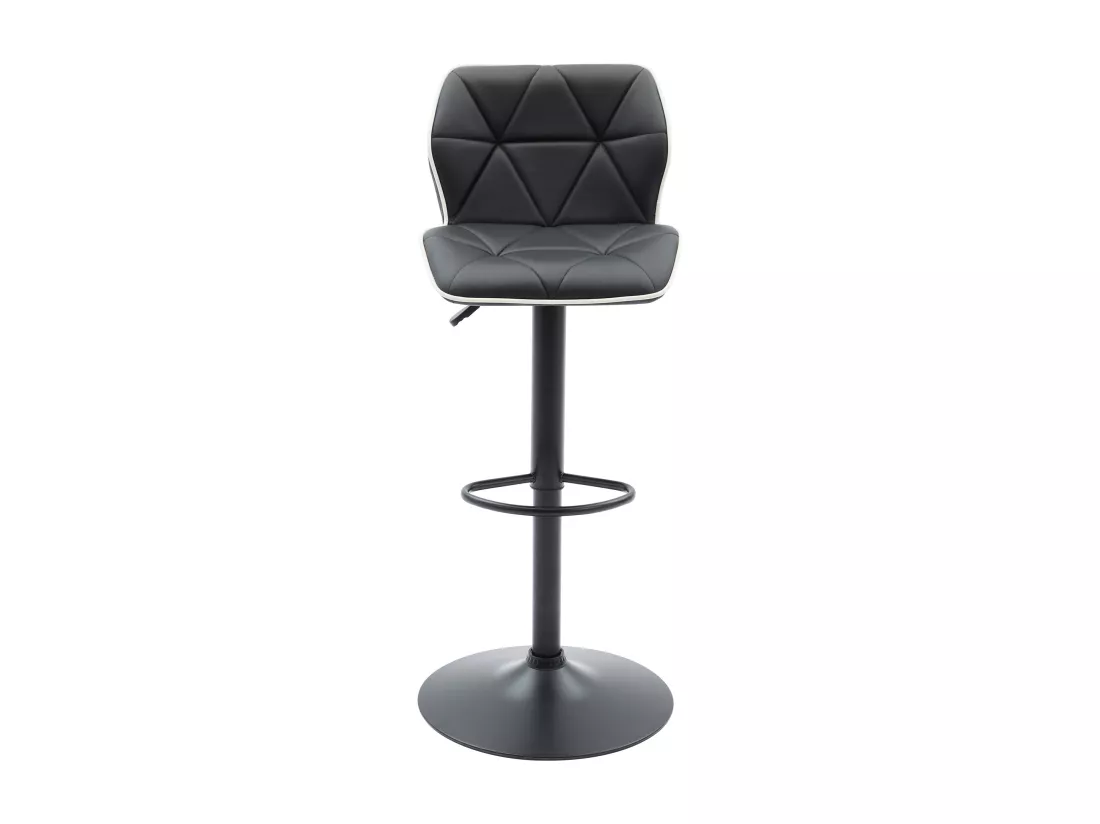 Lot de 2 tabourets de bar en simili et acier - Hauteur réglable - Noir - CALVIN