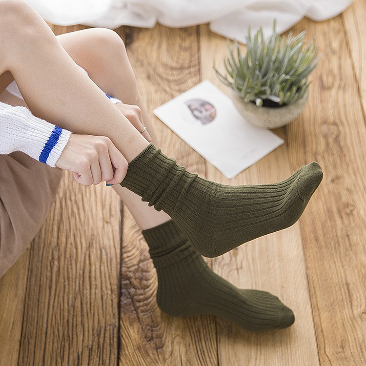 (3 Paar) Baumwoll Socken Lange Winter Damen Füsslinge (One Size) - Schwarz