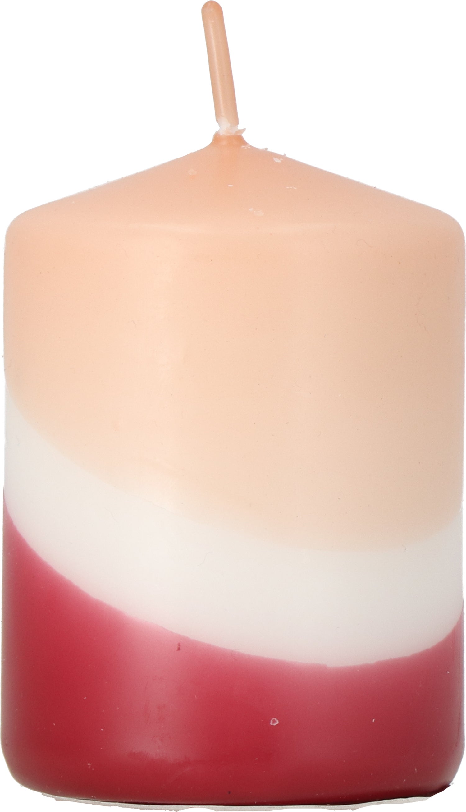 Stompkaars Duo Dipped beige / wit / rood 8 uur D 7 H 10 cm