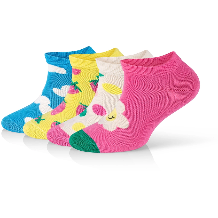 Happy Socks Sneakersocken 4-Pack Kids Low Daisy-Cloudy Strawberry multi_coloured