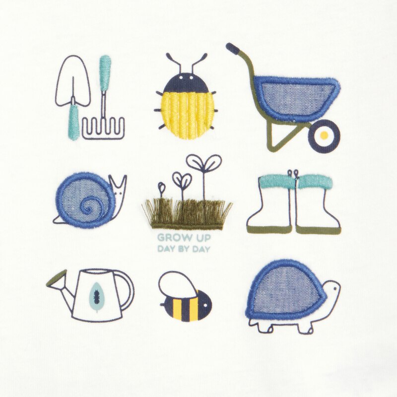 T-shirt sensoriel jardin blanc bébé garçon Blanc