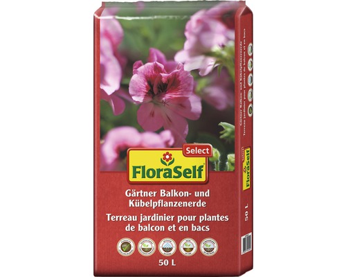 FloraSelf Select 50 L potgrond voor balkon- en containerplanten met 10% volume gebroken geëxpandeerde klei