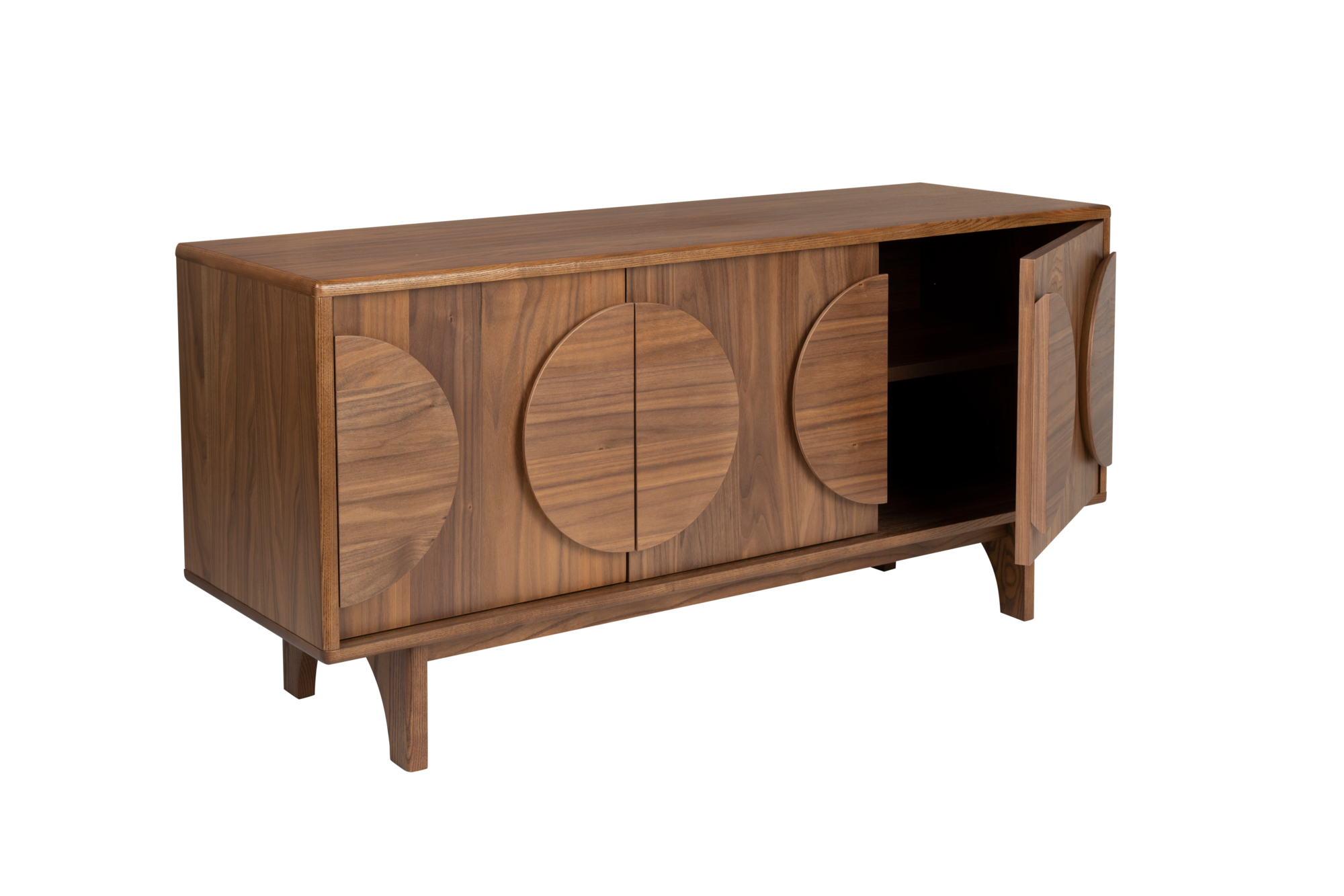 Dressoir Groove 3 deurs walnoot