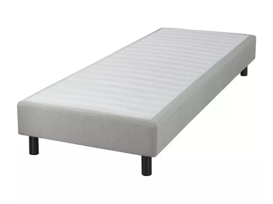 Sommier déco en Kit + pieds 160x200 - Newkit 40 lattes bois - Tissu lin - H. 18 cm