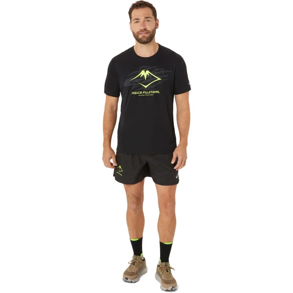 T-shirt running ASICS FUJITRAIL LOGO SS TOP BLACK/GRAPHIC GREY/SAFETY YELLOW