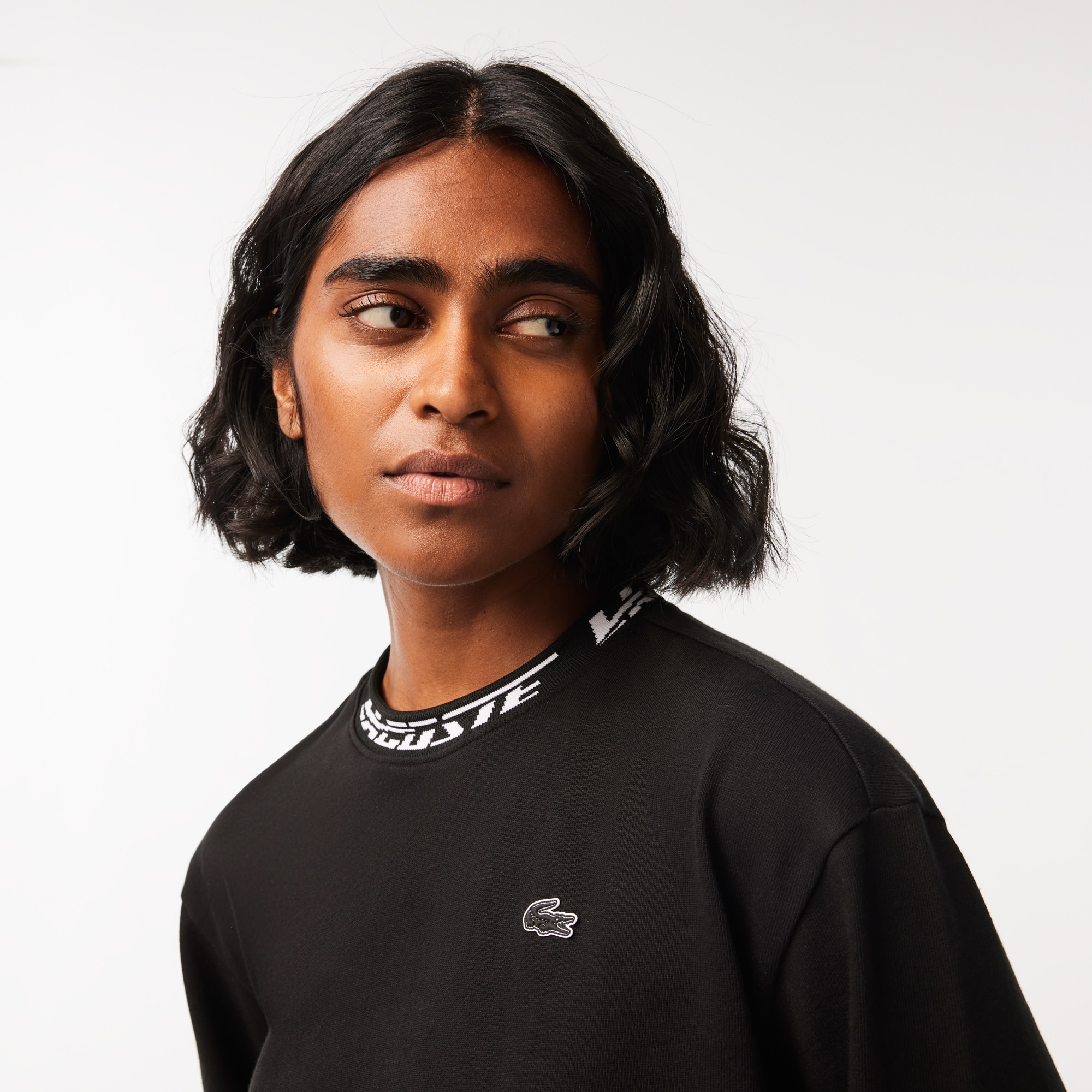 T-shirt manches longues femme Lacoste oversize fit avec col siglé T-Shirts - Noir - Lacoste - Femme