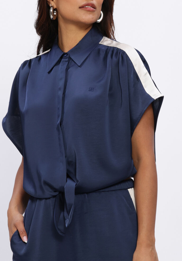 blauwe dante6 blouses siren tie knot shirt