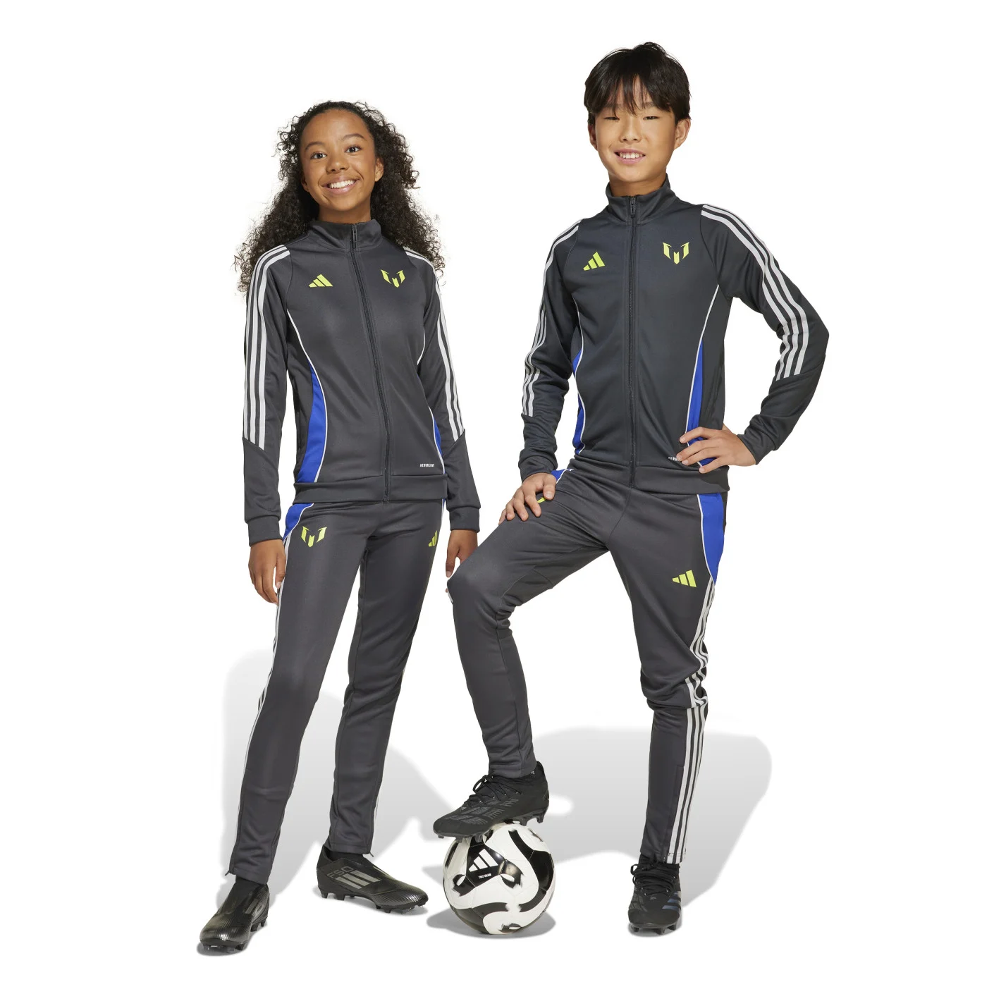 Adidas Messi Trainingsbroek Kids Donkergrijs Neongeel Blauw
