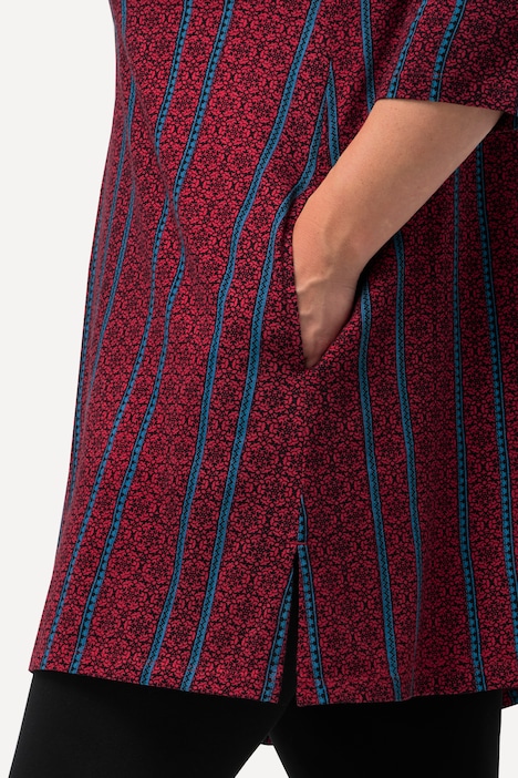 Longshirt, A-Linie, Carree-Ausschnitt, 3/4-Arm