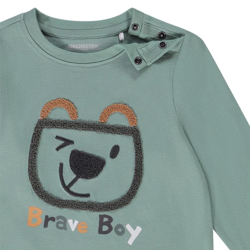T-shirt manches longues en jersey broderie bouclette pour bébé gaçon - Vert